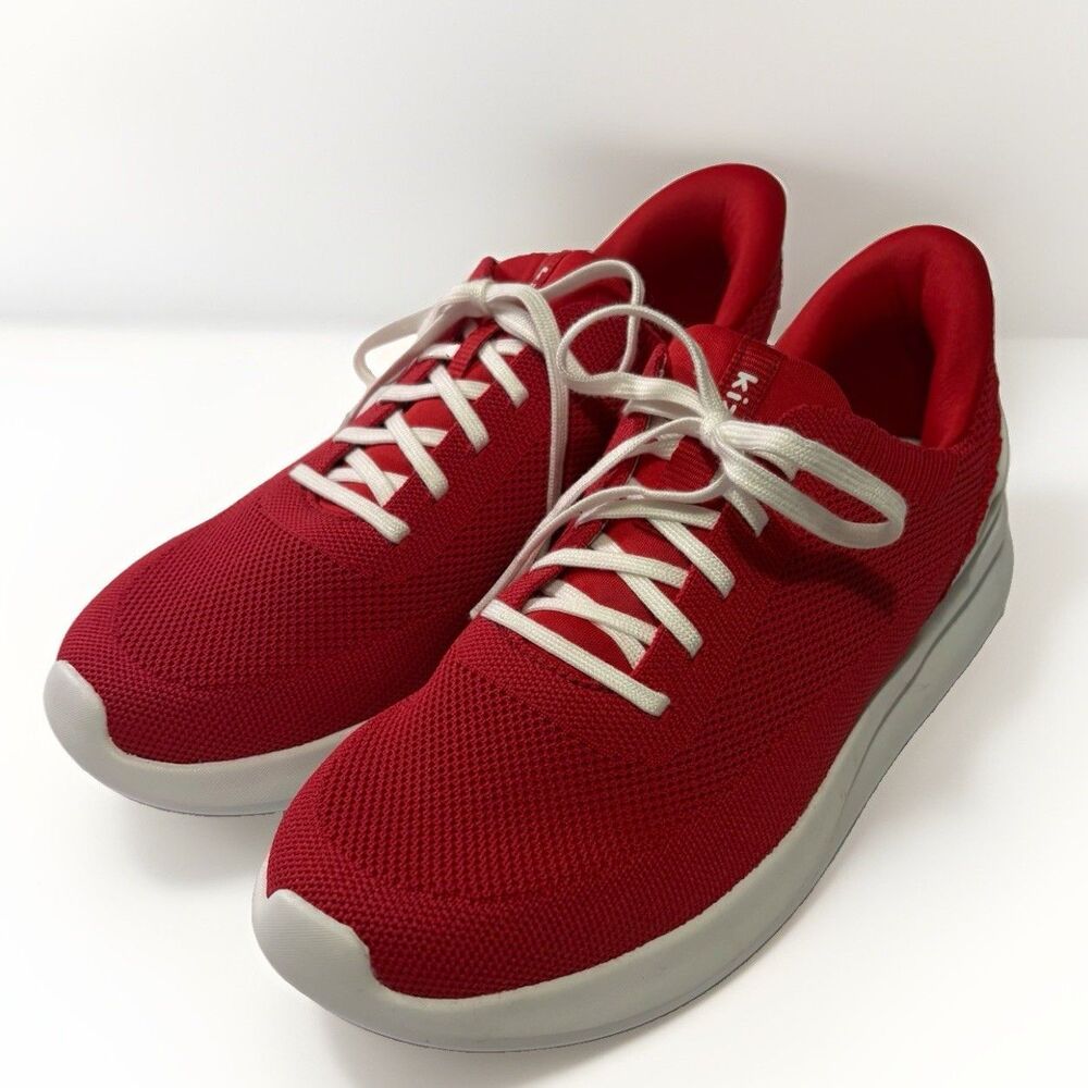 Kizik Kids’ Athens Red Alert Slip-On Sneakers Hands-Free No-Tie - White Shoes 5Y